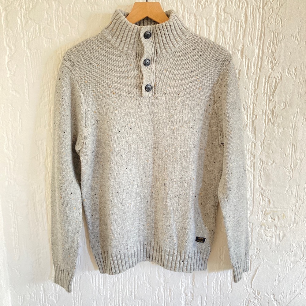 Lucky Brand Gray Speckled Mockneck Turtle Neck Sweater Size Small